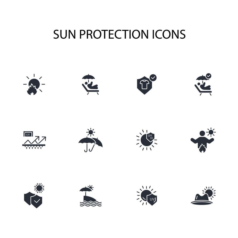 Sun protection icon set..Editable stroke.linear style sign for use web design,logo.Symbol illustration. vector