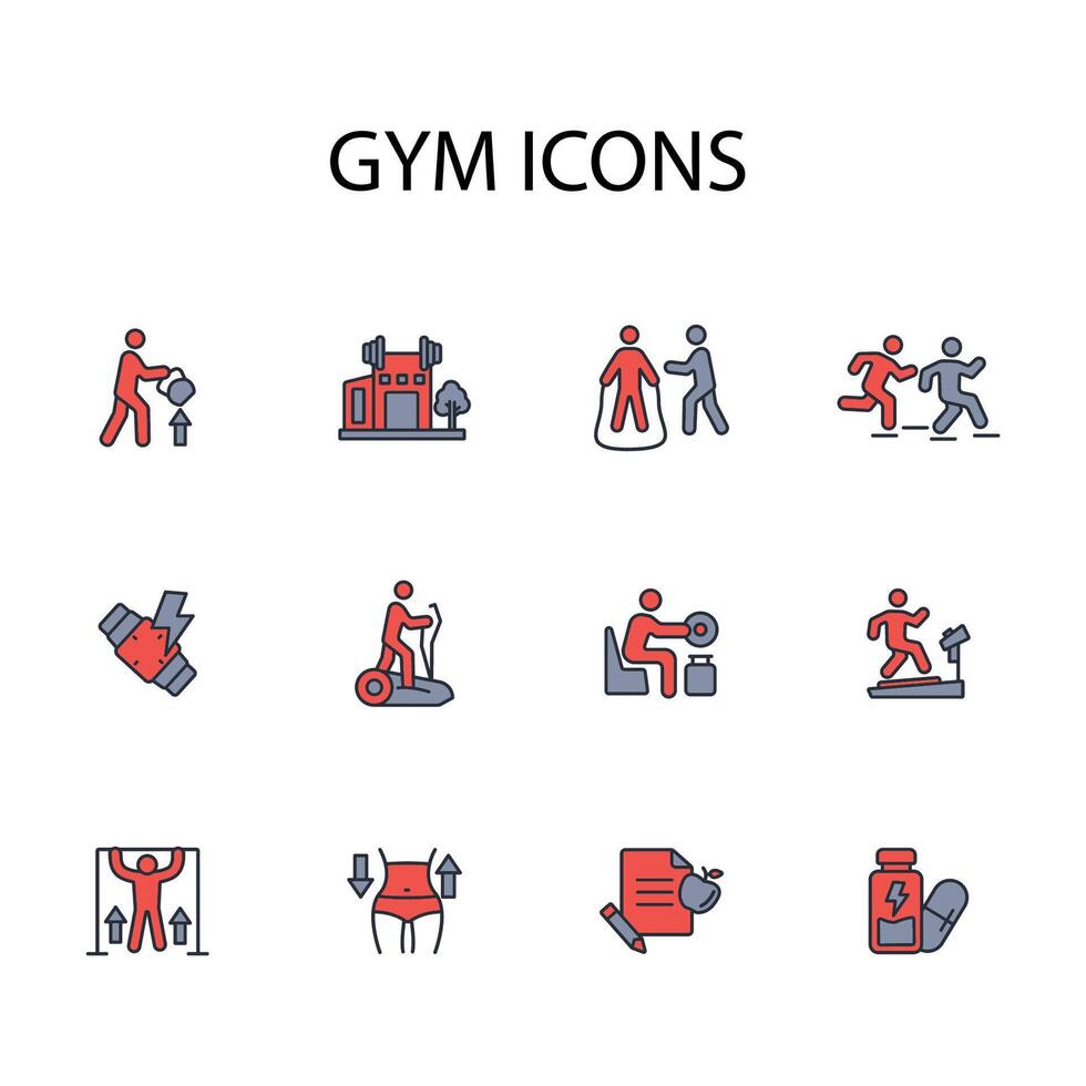 Gym and fitness icon set..Editable stroke.linear style sign for use web design,logo.Symbol illustration. vector