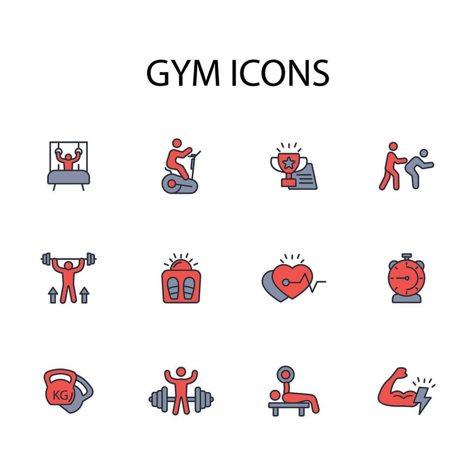 Gym and fitness icon set..Editable stroke.linear style sign for use web design,logo.Symbol illustration. vector