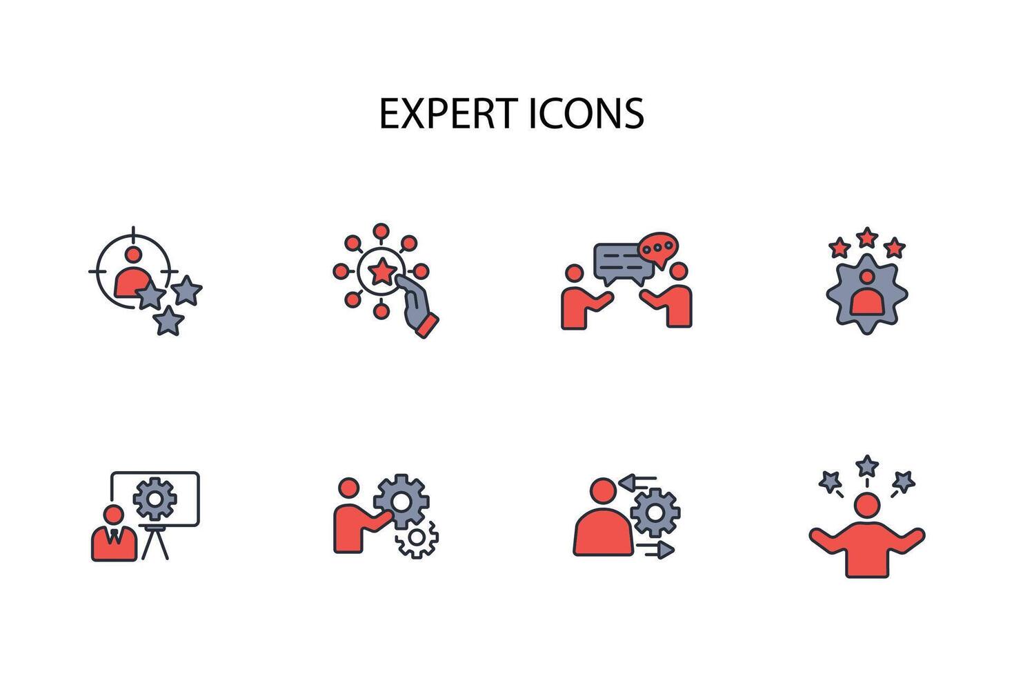 Expert icon set..Editable stroke.linear style sign for use web design,logo.Symbol illustration. vector