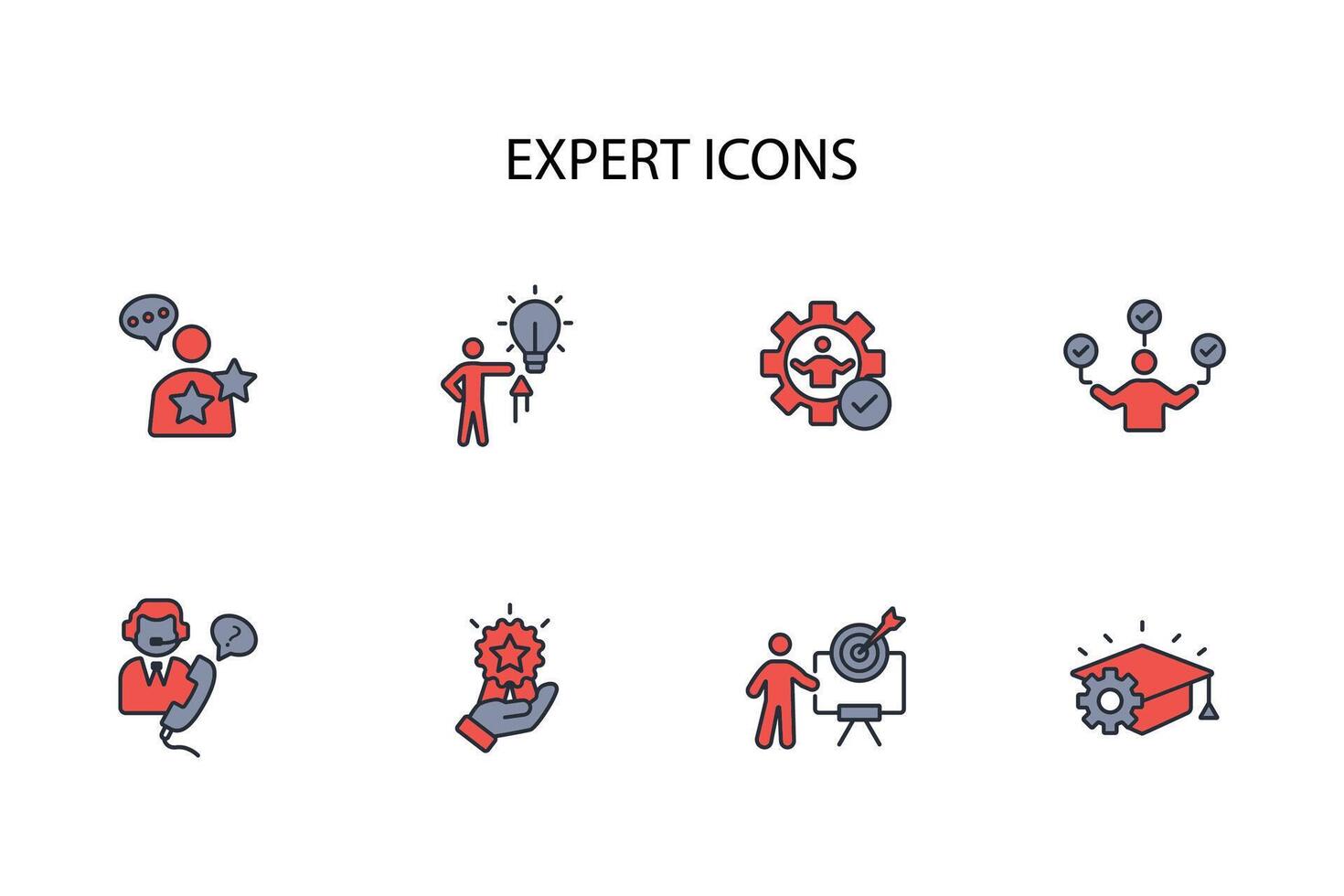 Expert icon set..Editable stroke.linear style sign for use web design,logo.Symbol illustration. vector