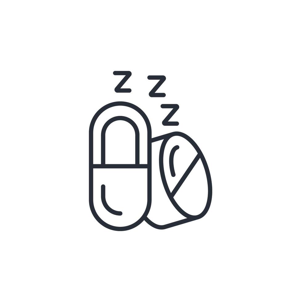 sleeping pills icon. .Editable stroke.linear style sign for use web design,logo.Symbol illustration. vector