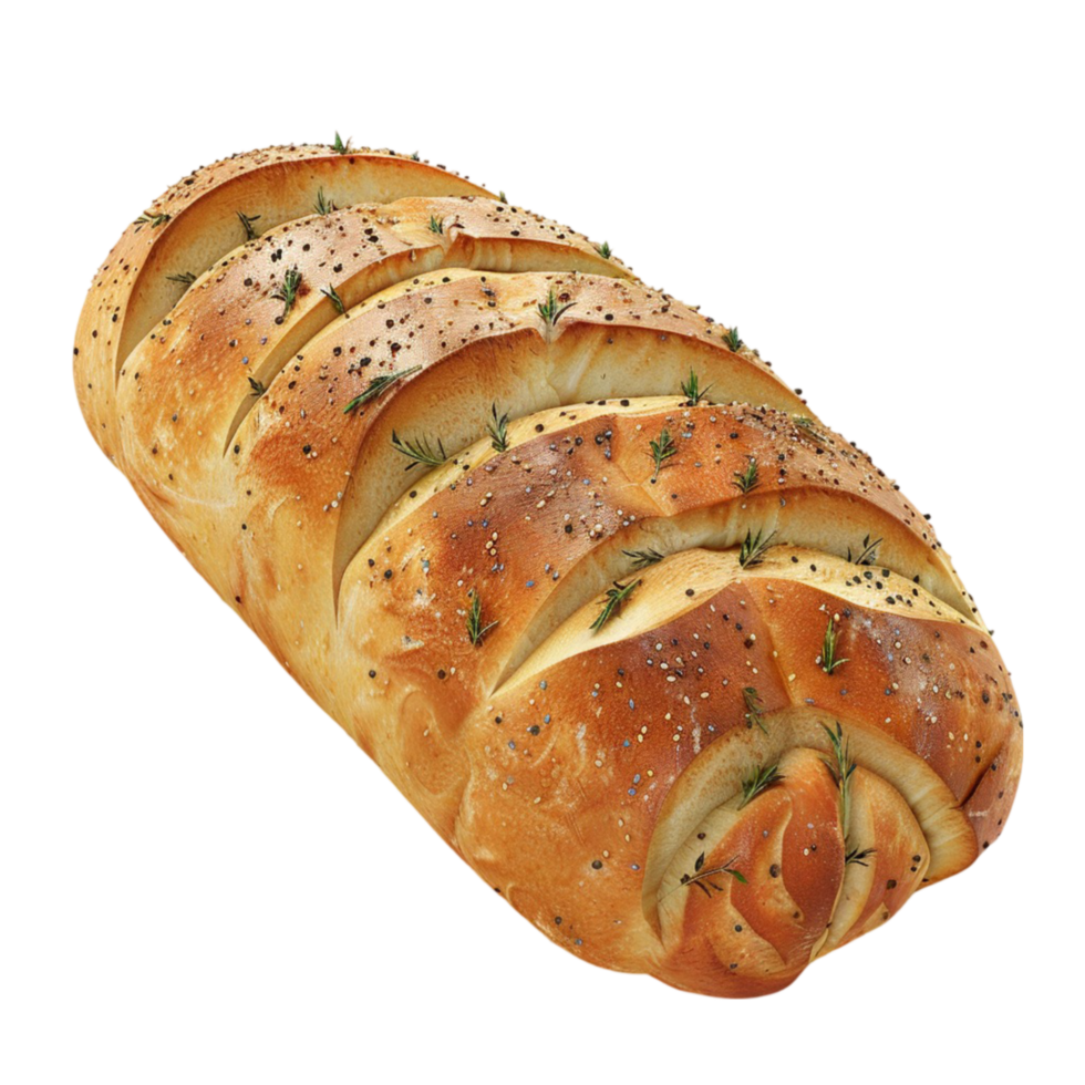 Bread with rosemary on it On transparent background. png
