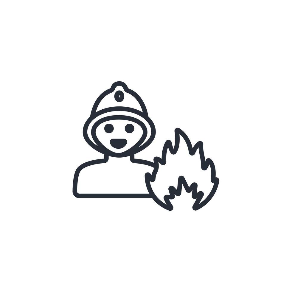 Fireman icon. .Editable stroke.linear style sign for use web design,logo.Symbol illustration. vector