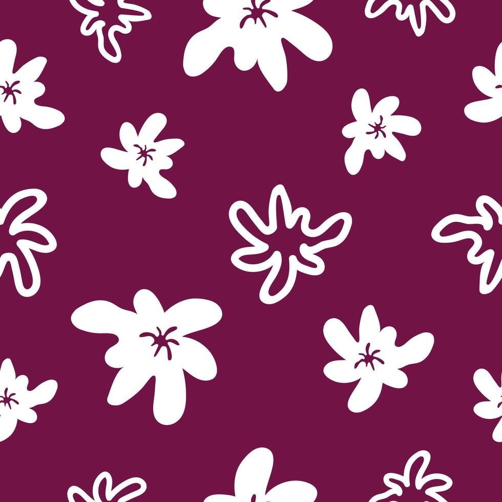 Seamless cute elegant abstract flowers pattern background vector