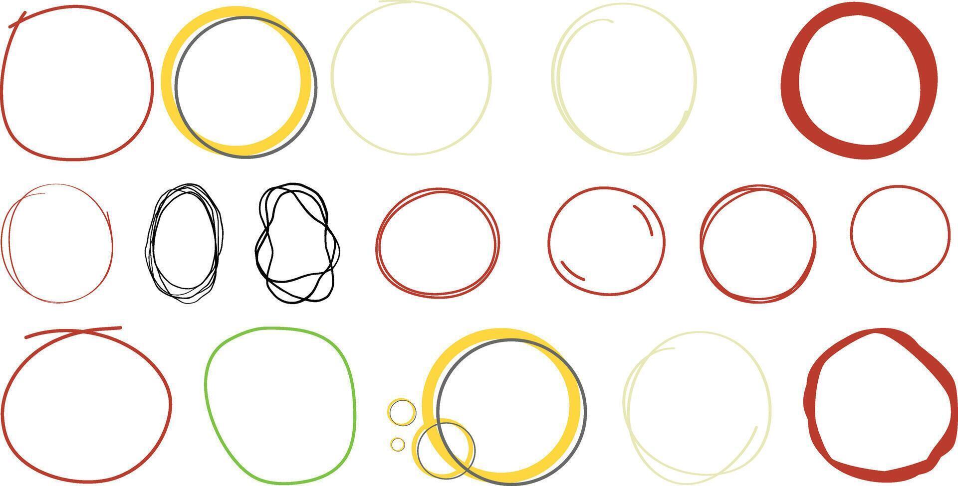 circle line sketch set collection vector