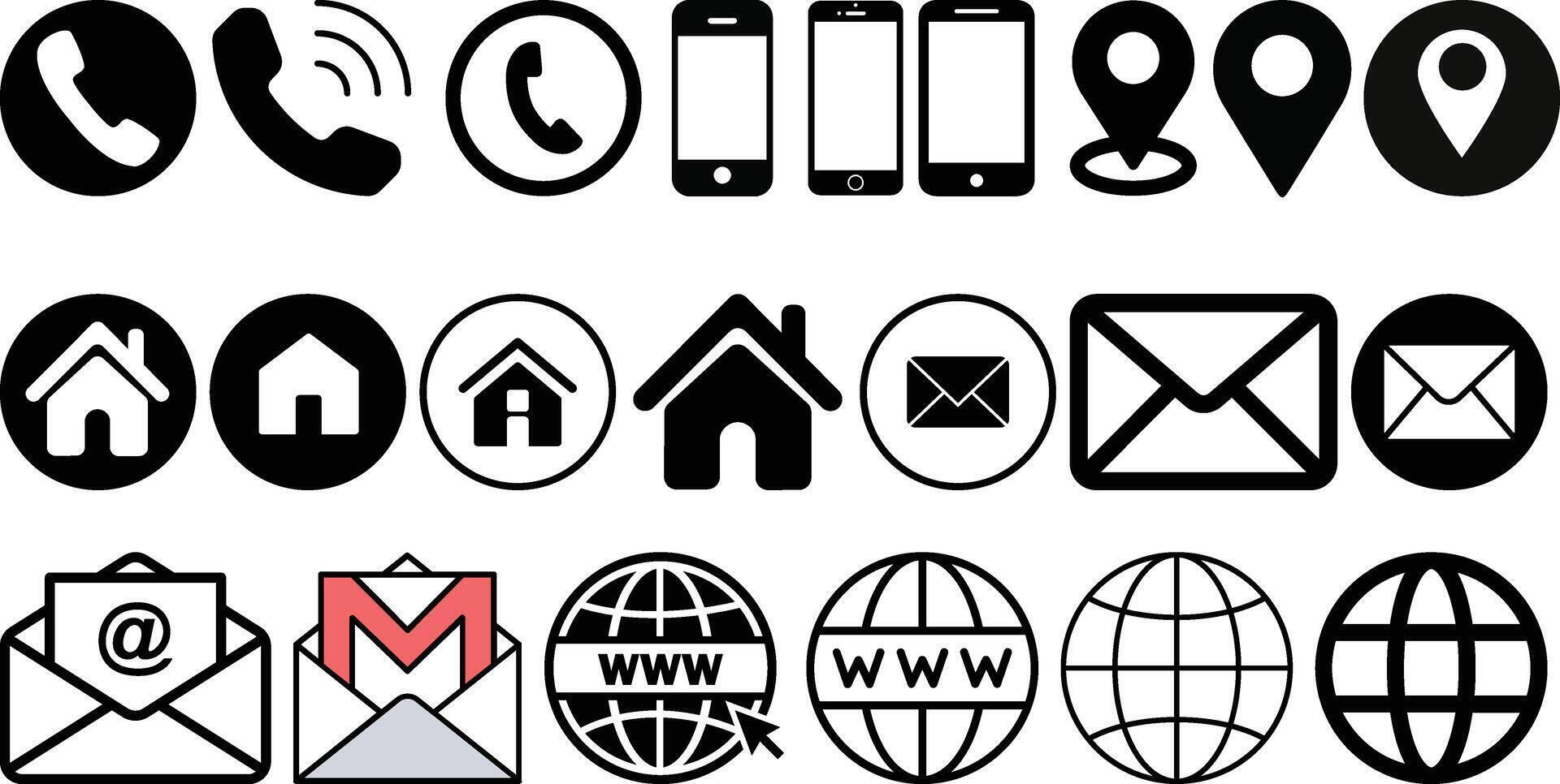 Business Card icons set collection vector