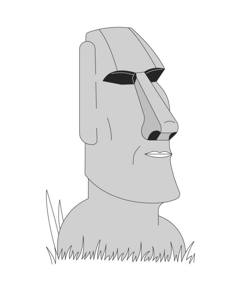Easter island Moai statue black and white 2D line cartoon object. Rapa nui monument isolated outline item. Ancient sculpture gigantic. World heritage monochromatic flat spot illustration vector