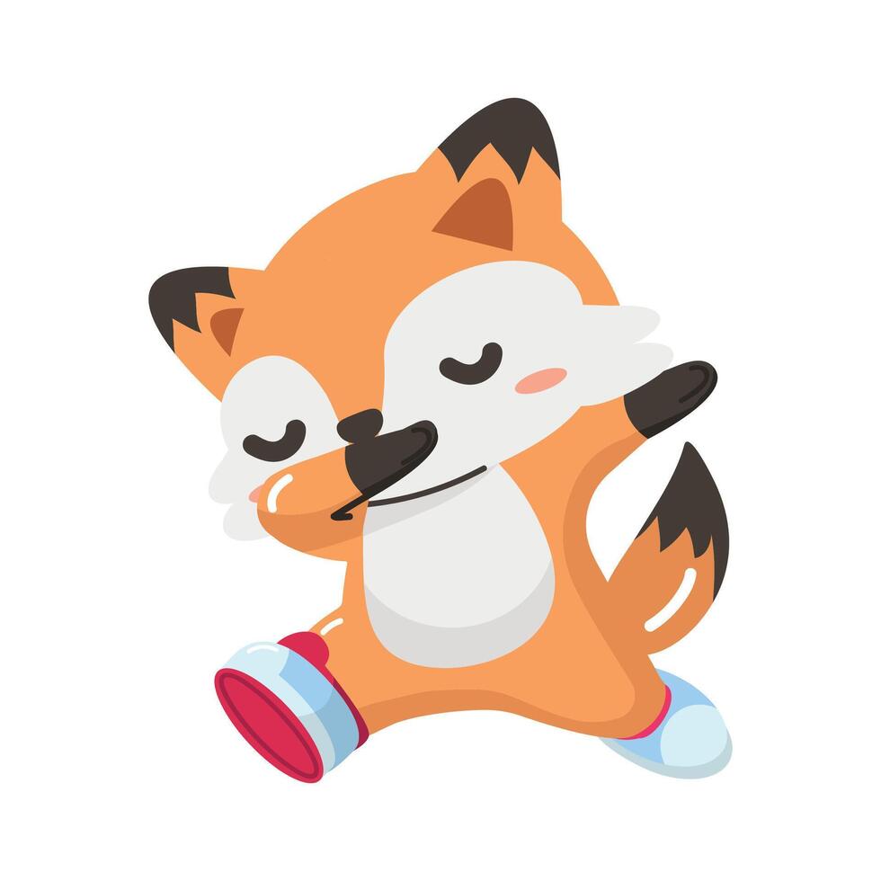 Cute fox dabbing pose fox kid vector
