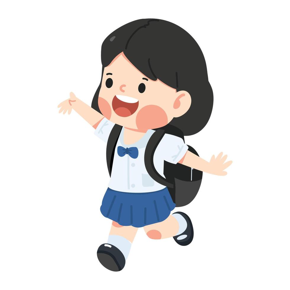 Happy girl going to school vector