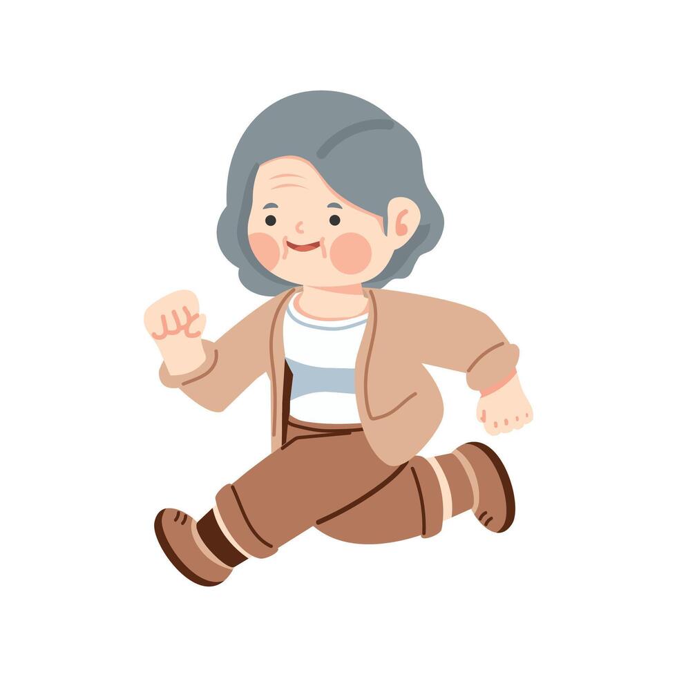 Attractive older woman running cartoon vector