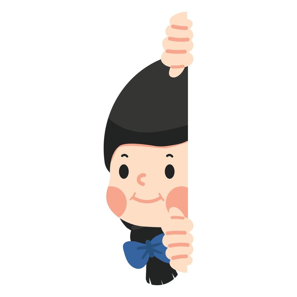 The student peeping over white background vector