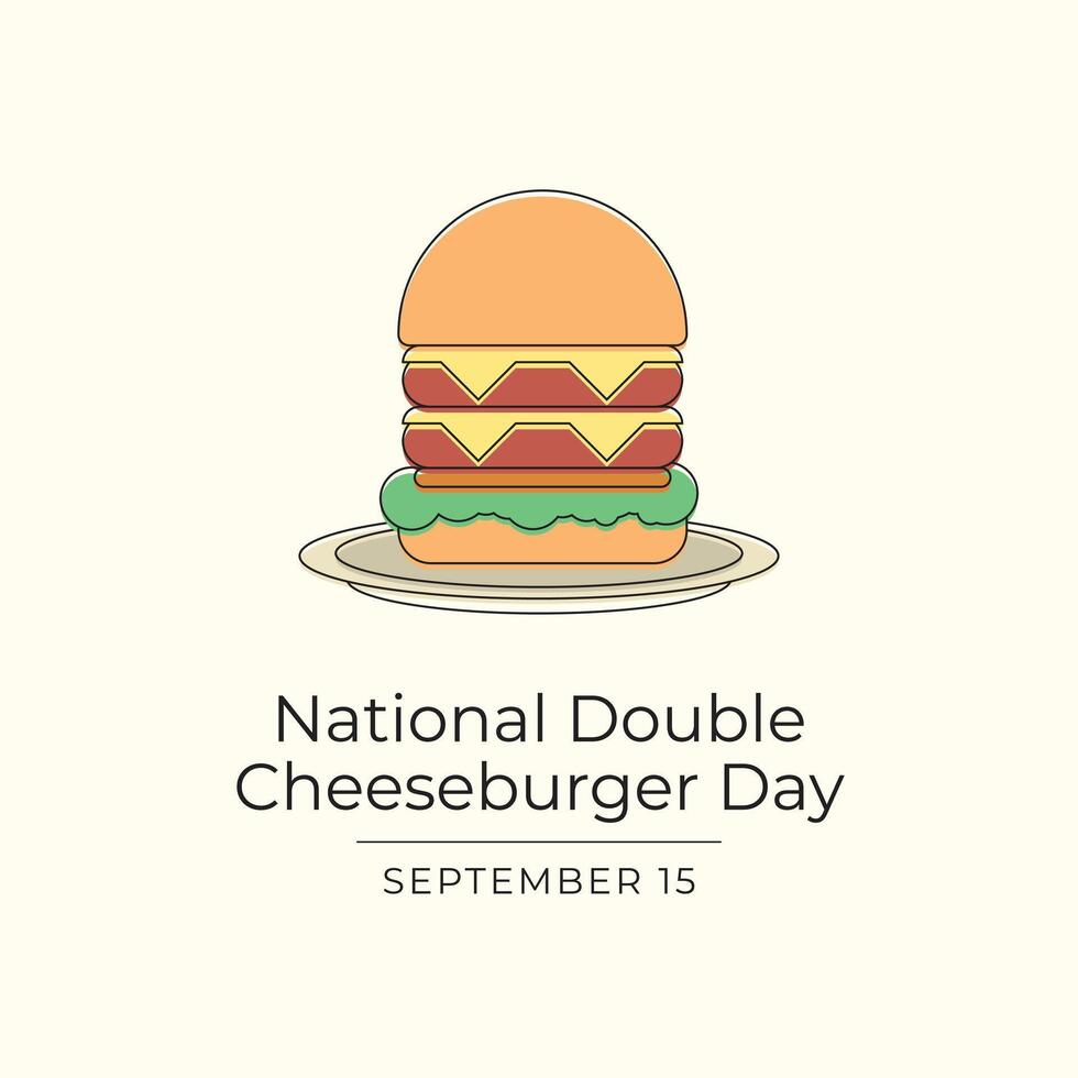 National Double Cheeseburger Day. Line art design. Good for celebration template usage. Continuous line eps 10. vector