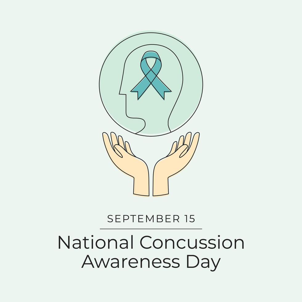 National Concussion Awareness Day. Line art design. Good for celebration template usage. Continuous line. eps 10. vector