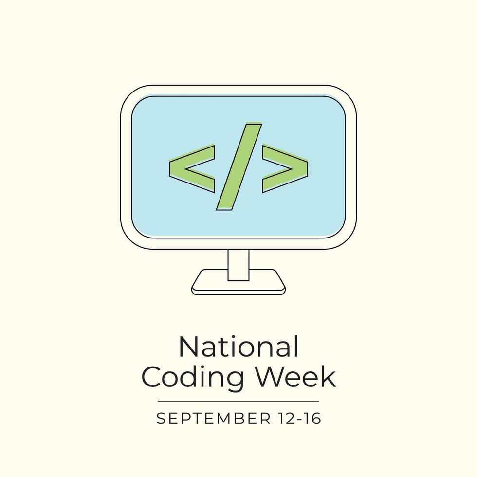 National Coding Week. Line art design. Good for celebration template ...