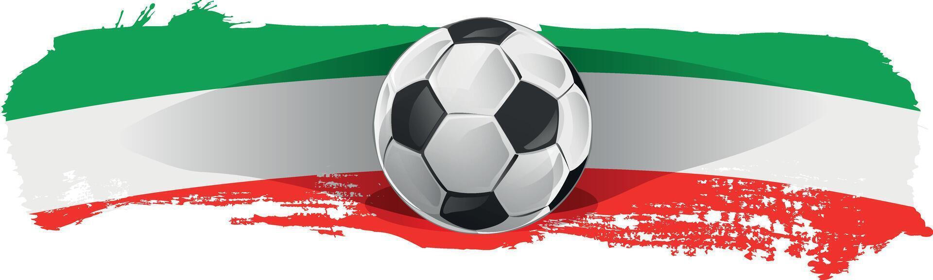 Italian flag with soccer ball.Paint brush stroke vector