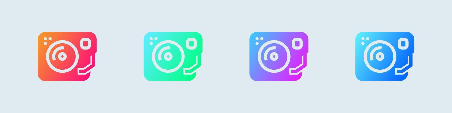 Turntable solid icon in gradient colors. Dj signs illustration. vector