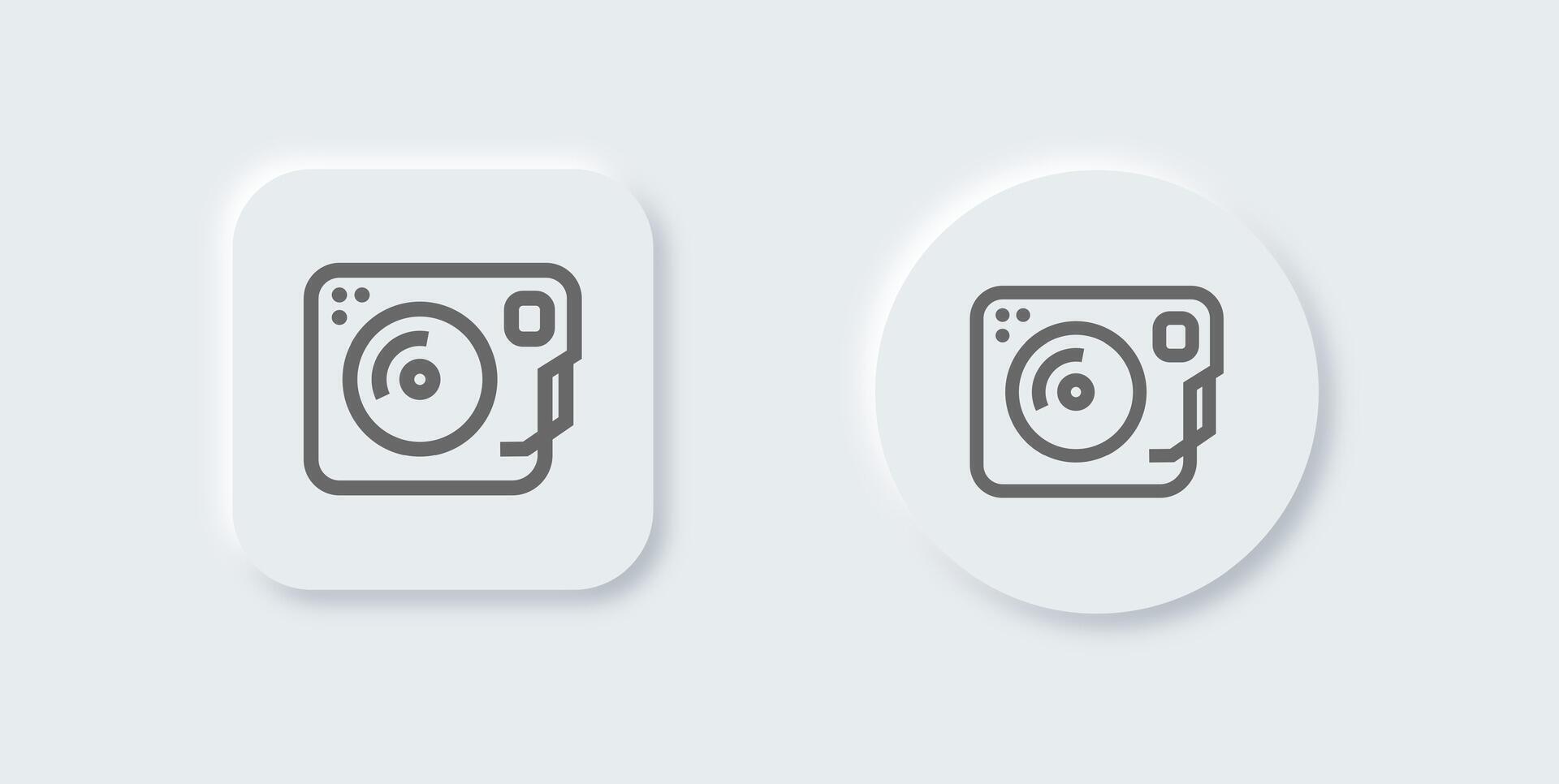 Turntable line icon in neomorphic design style. Dj signs illustration. vector