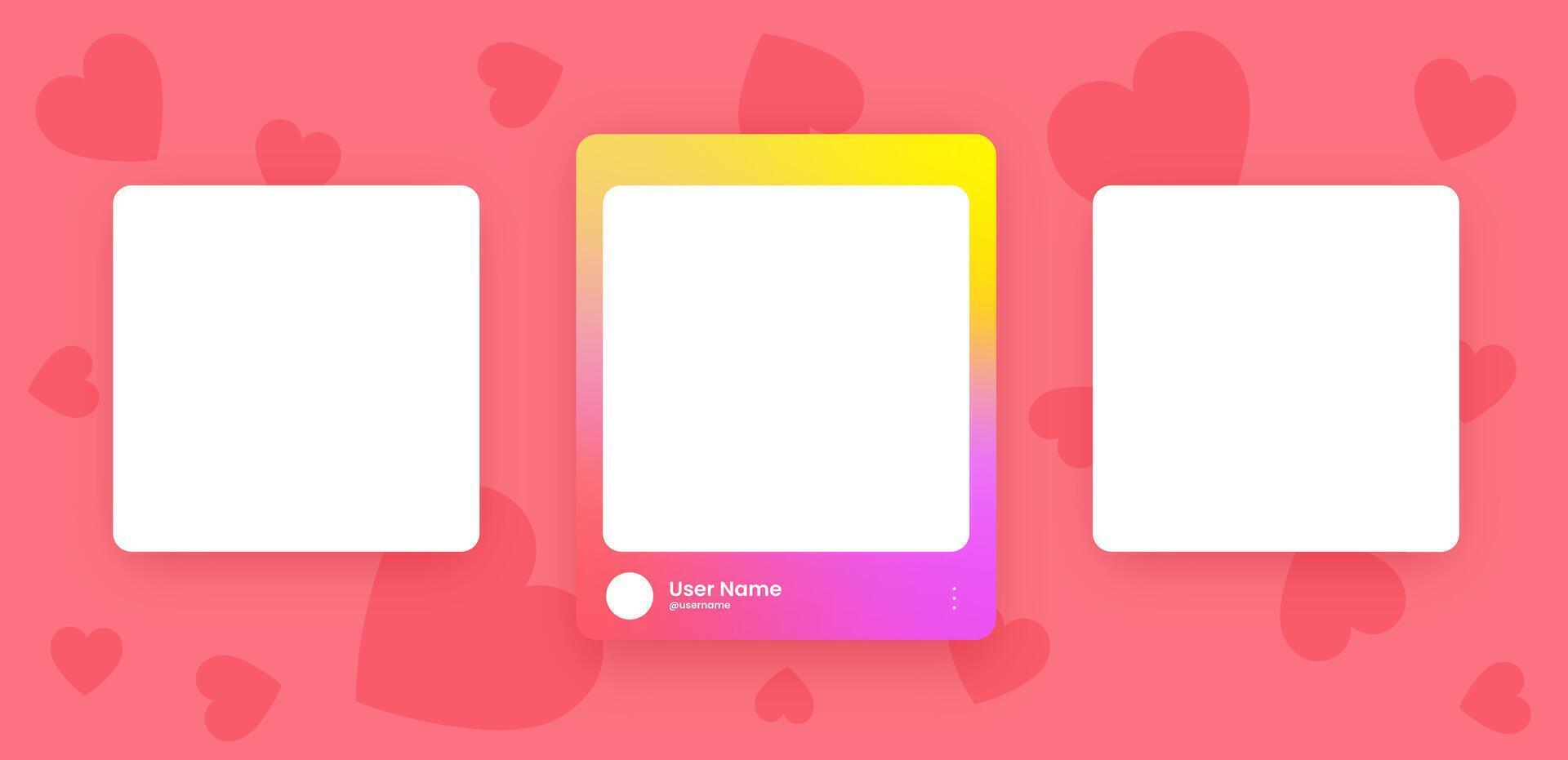 Social media frame collection template. Colorful social media interface. vector