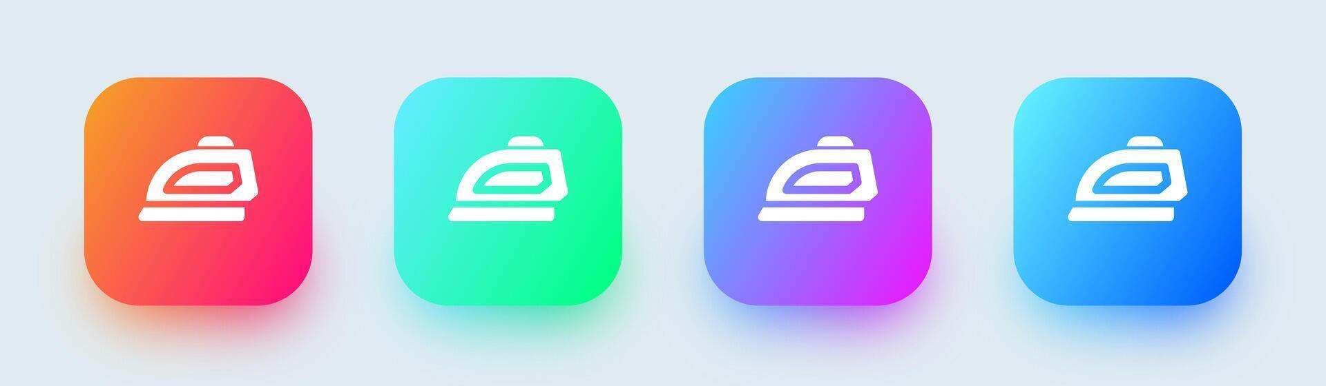 Iron clothes solid icon in square gradient colors. Laundry signs illustration. vector