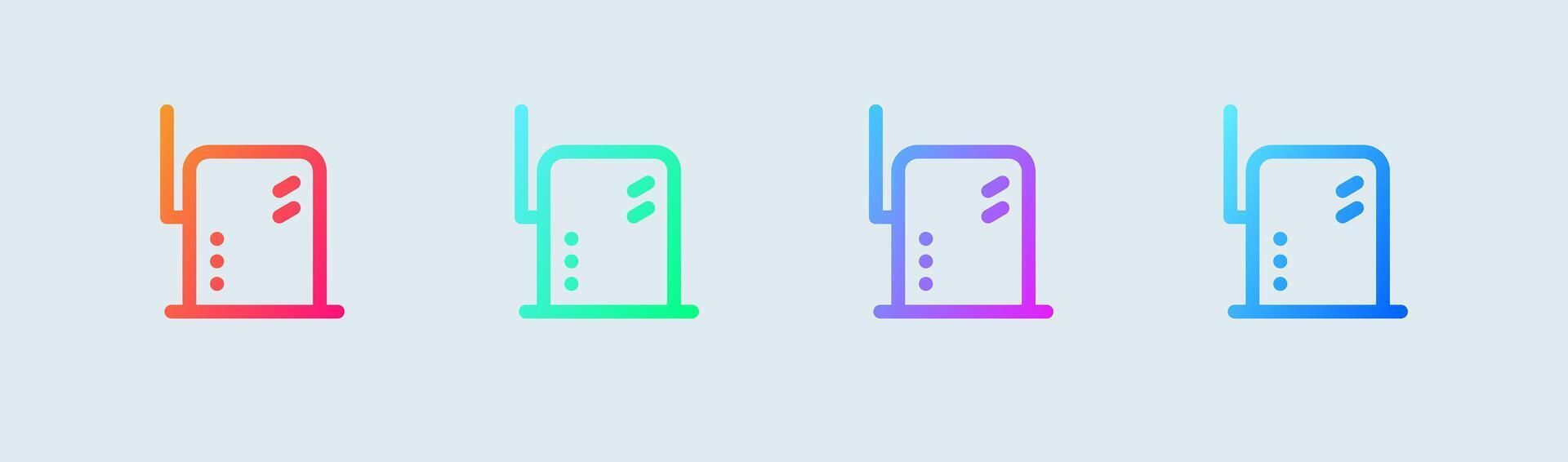 Router line icon in gradient colors. Network connection signs illustration. vector