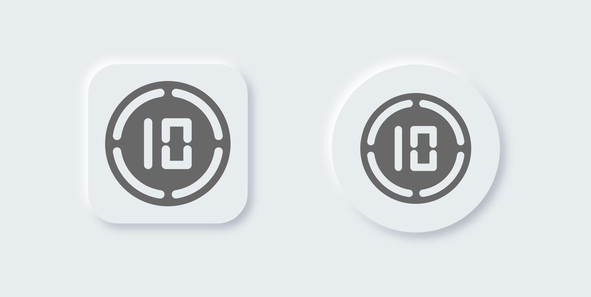 Duration solid icon in neomorphic design style. Countdown signs illustration. vector