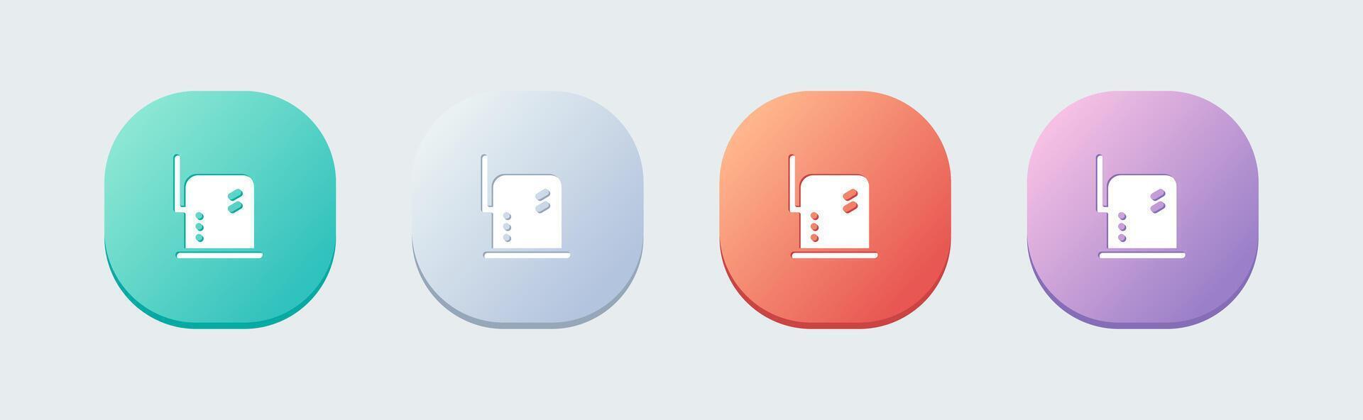 Router solid icon in flat design style. Network connection signs illustration. vector