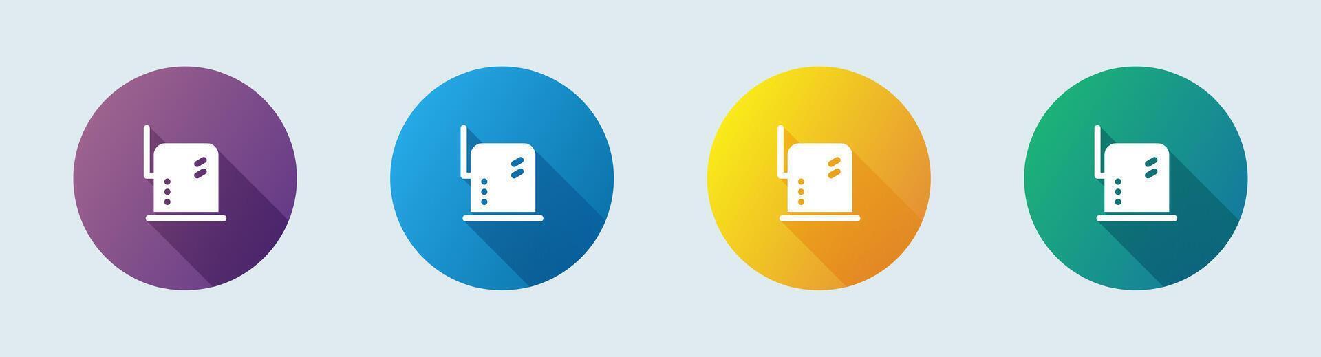 Router solid icon in flat design style. Network connection signs illustration. vector