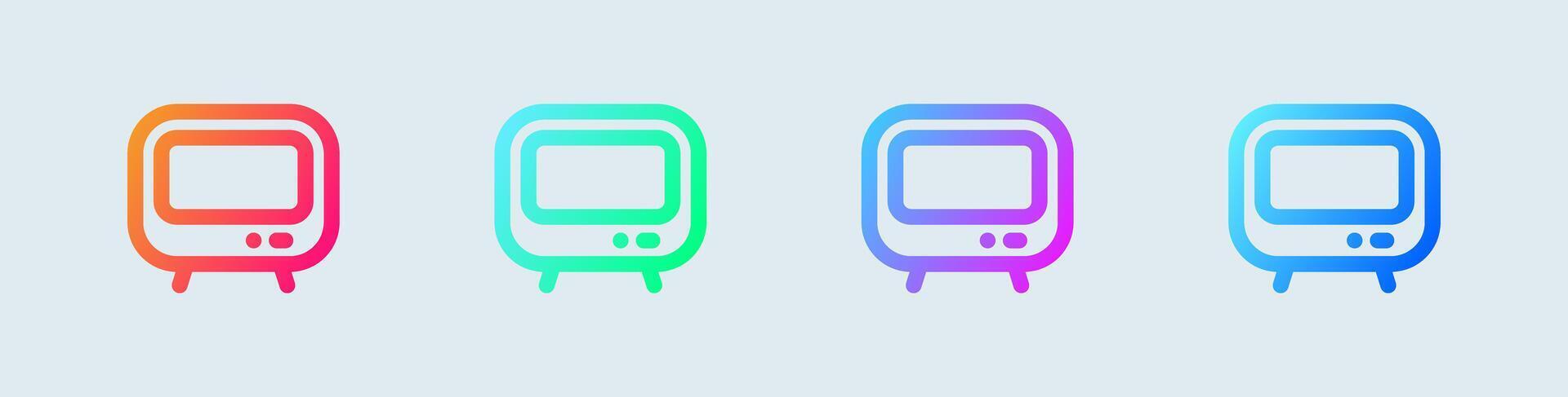 Television line icon in gradient colors. Retro tv signs illustration. vector