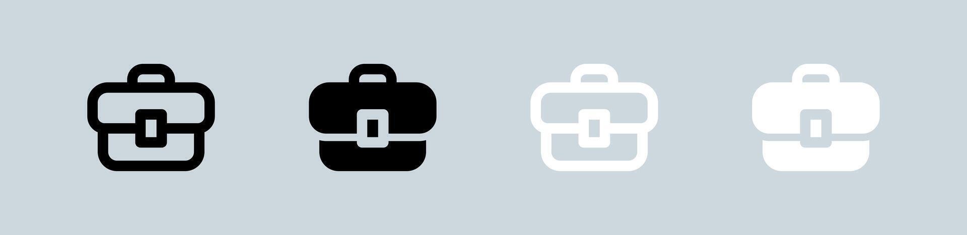 Briefcase icon set in black and white. Business signs illustration. vector