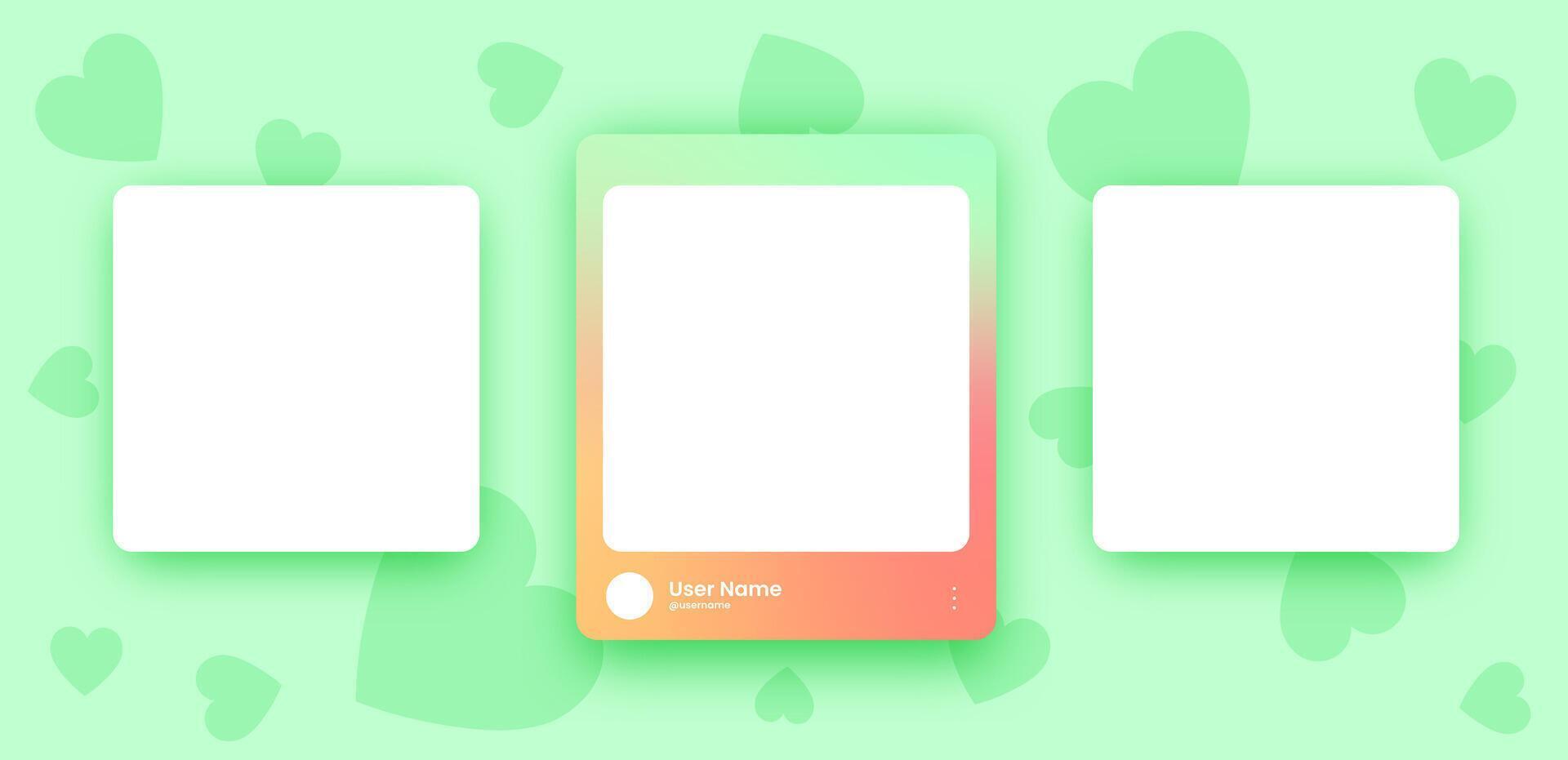 Social media frame collection template. Colorful social media interface. vector