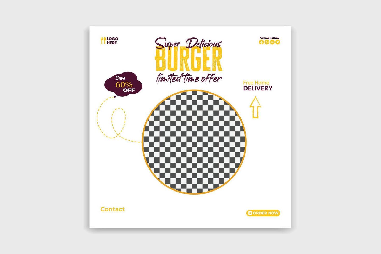 pizza social media design vector