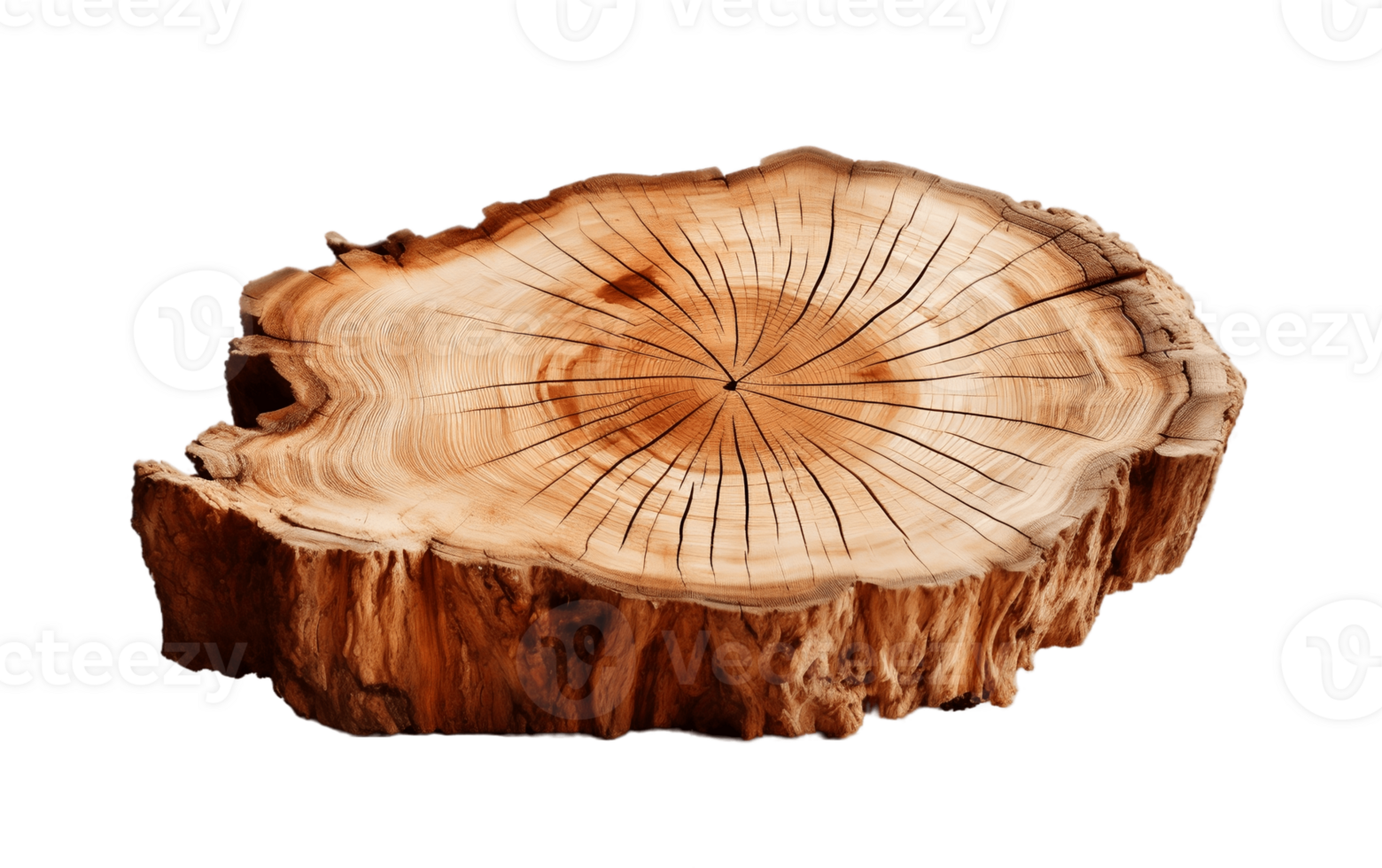 Slice of Tree Trunk on White Transparent Background png