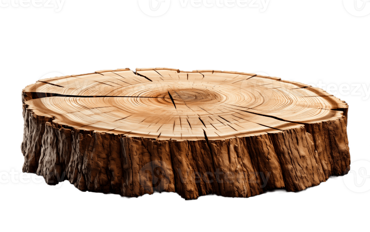 Slice of Tree Trunk on White Transparent Background png