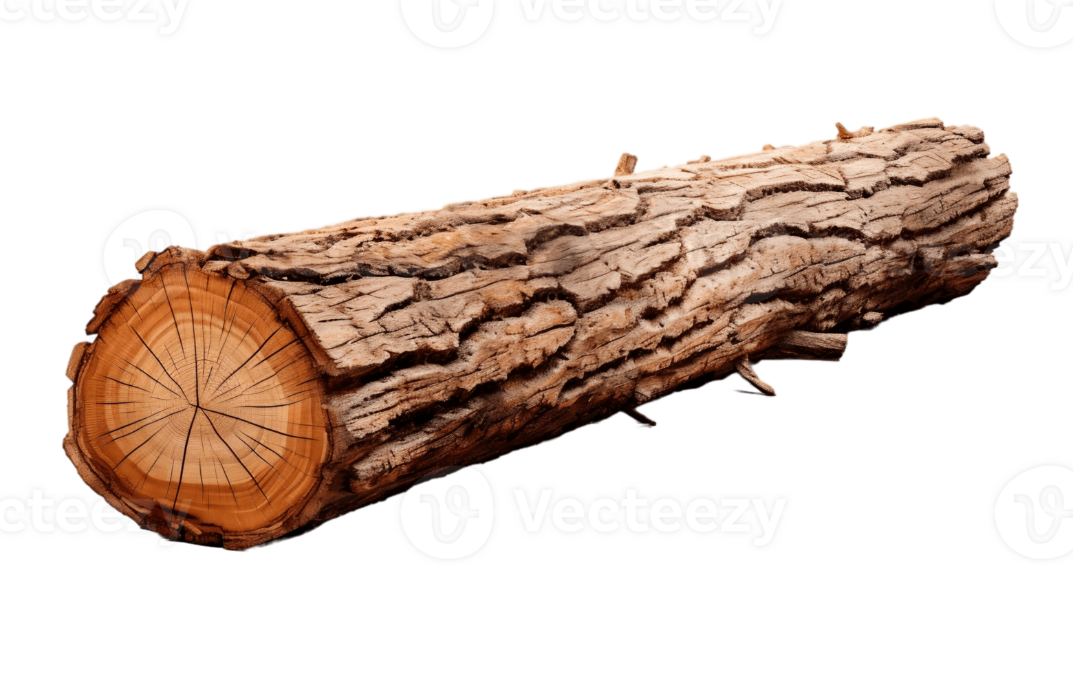 Slice of Tree Trunk on White Transparent Background png