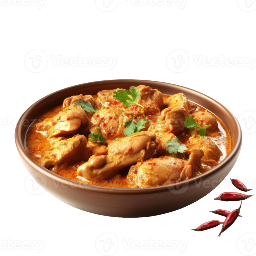 Realistic Chicken Curry, on transparent background. png