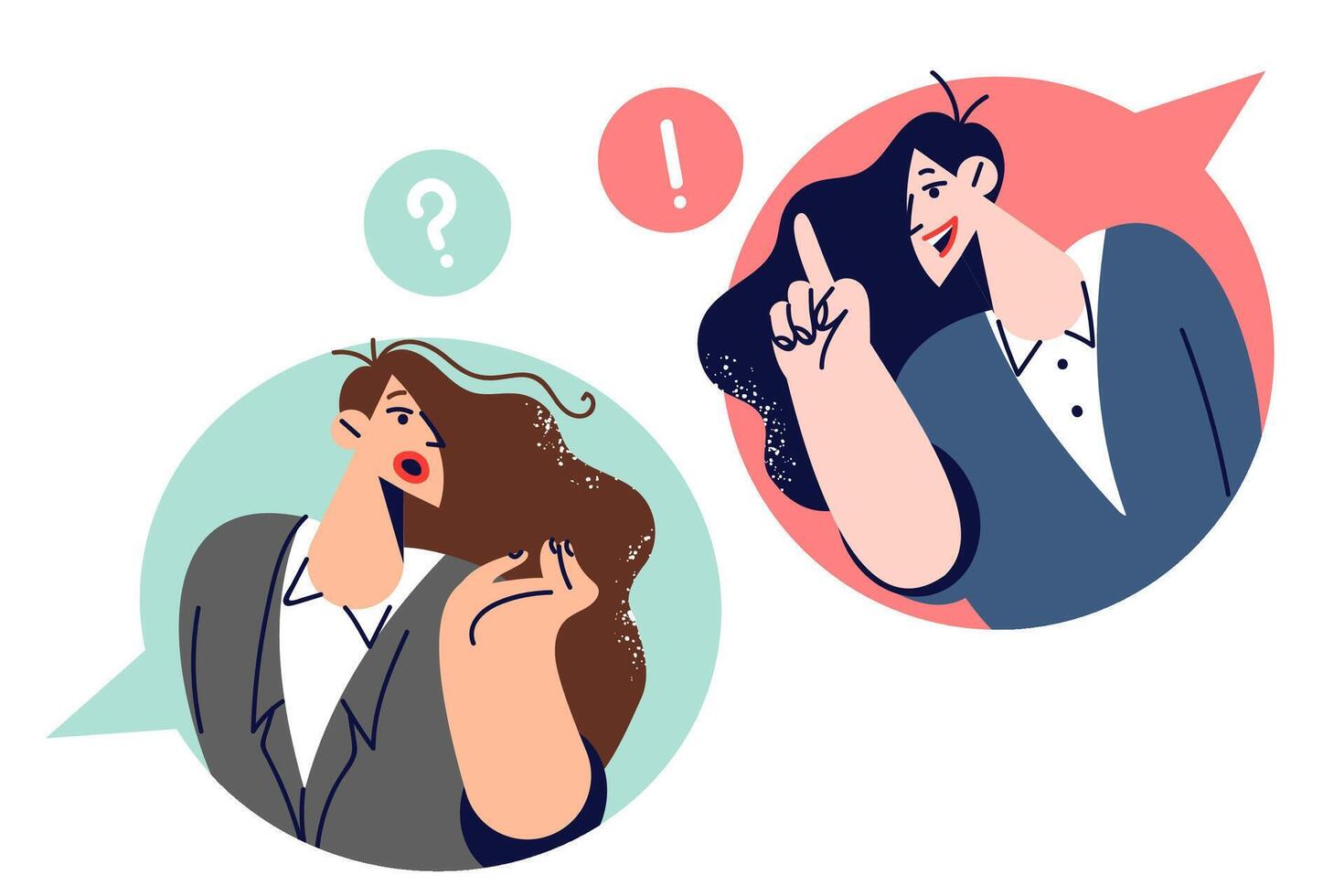 Online conversation of two women in conversation bubbles sharing gossip and discussing latest news vector