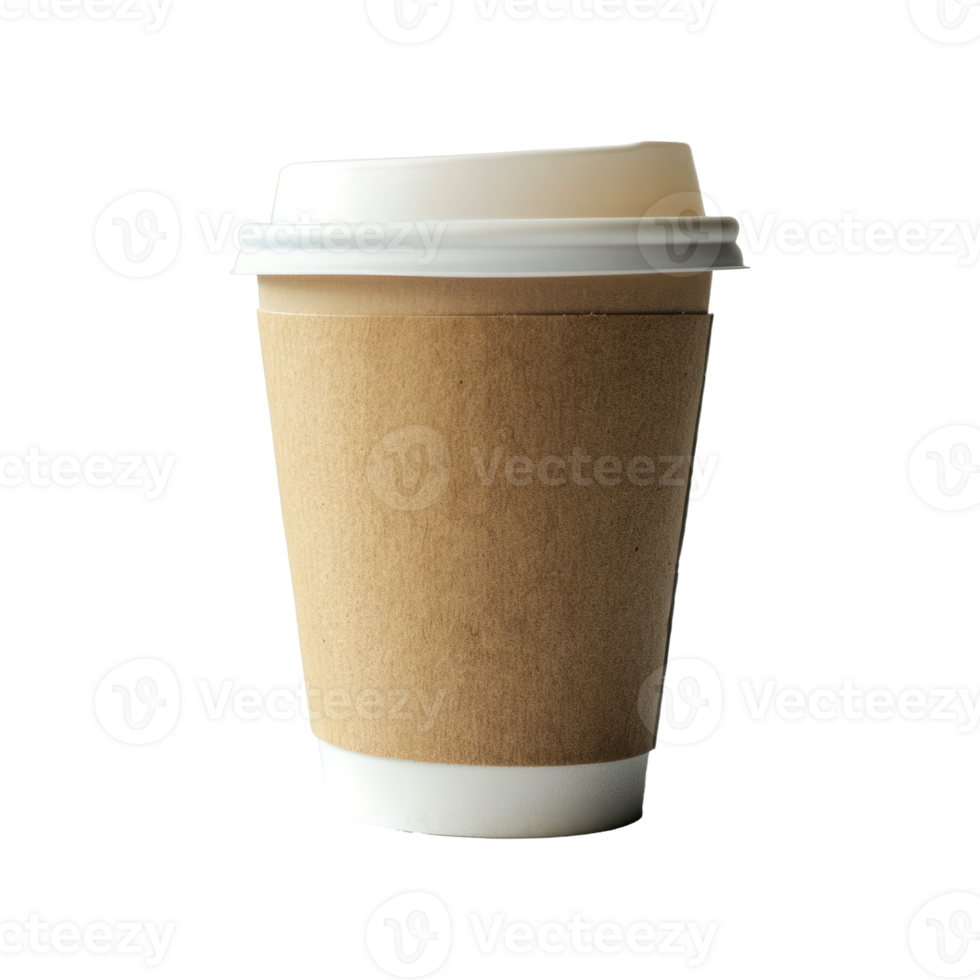 Close-up of disposable coffee cup with a white lid. Takeaway beverage png