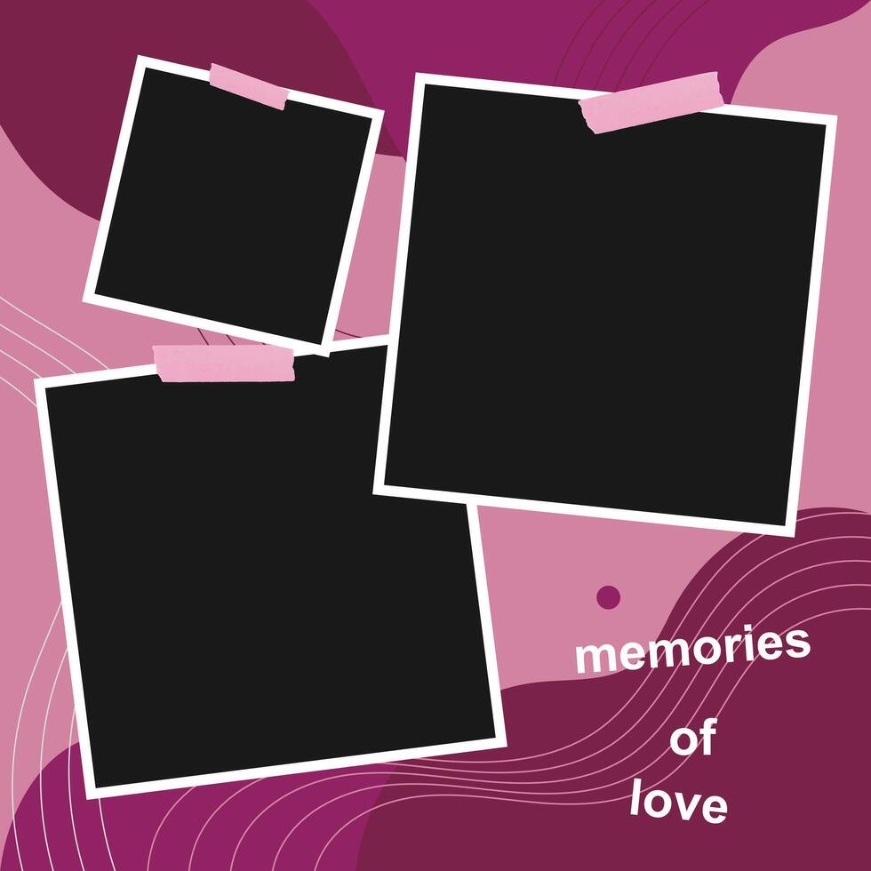 Photo frame collage art template design-memories of love vector