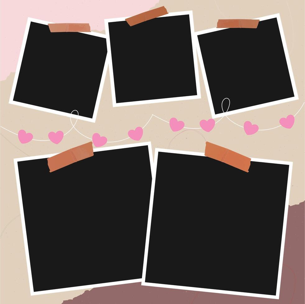 photo frames of heart collage art template attractive design vector
