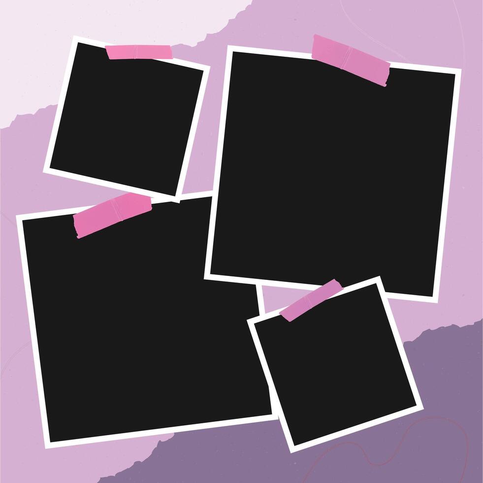 photo frames of collage art template attractive design violet color vector