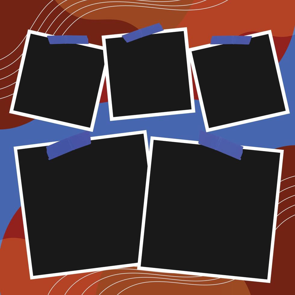 Abstract photo frames collage art template background design vector