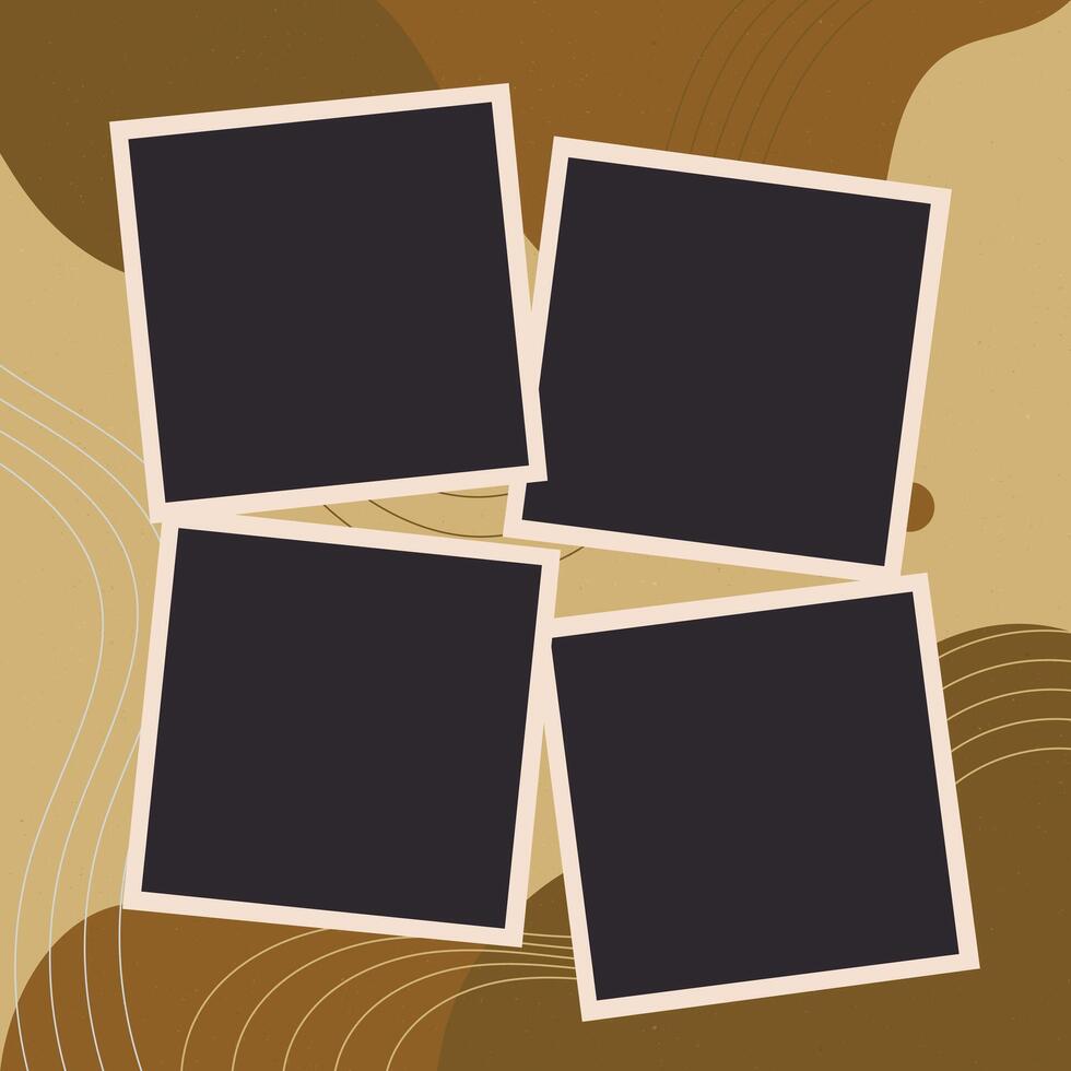 Photo frame collage art template design 4 photos vector