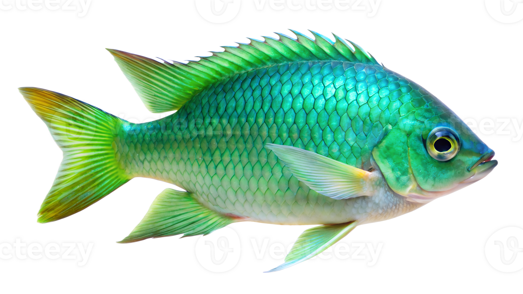 Green Chromis isolated on background png