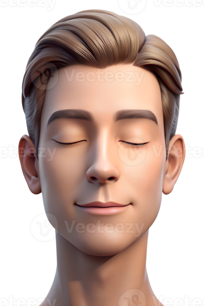 Close-up of the front of a man meditating with eyes closed png