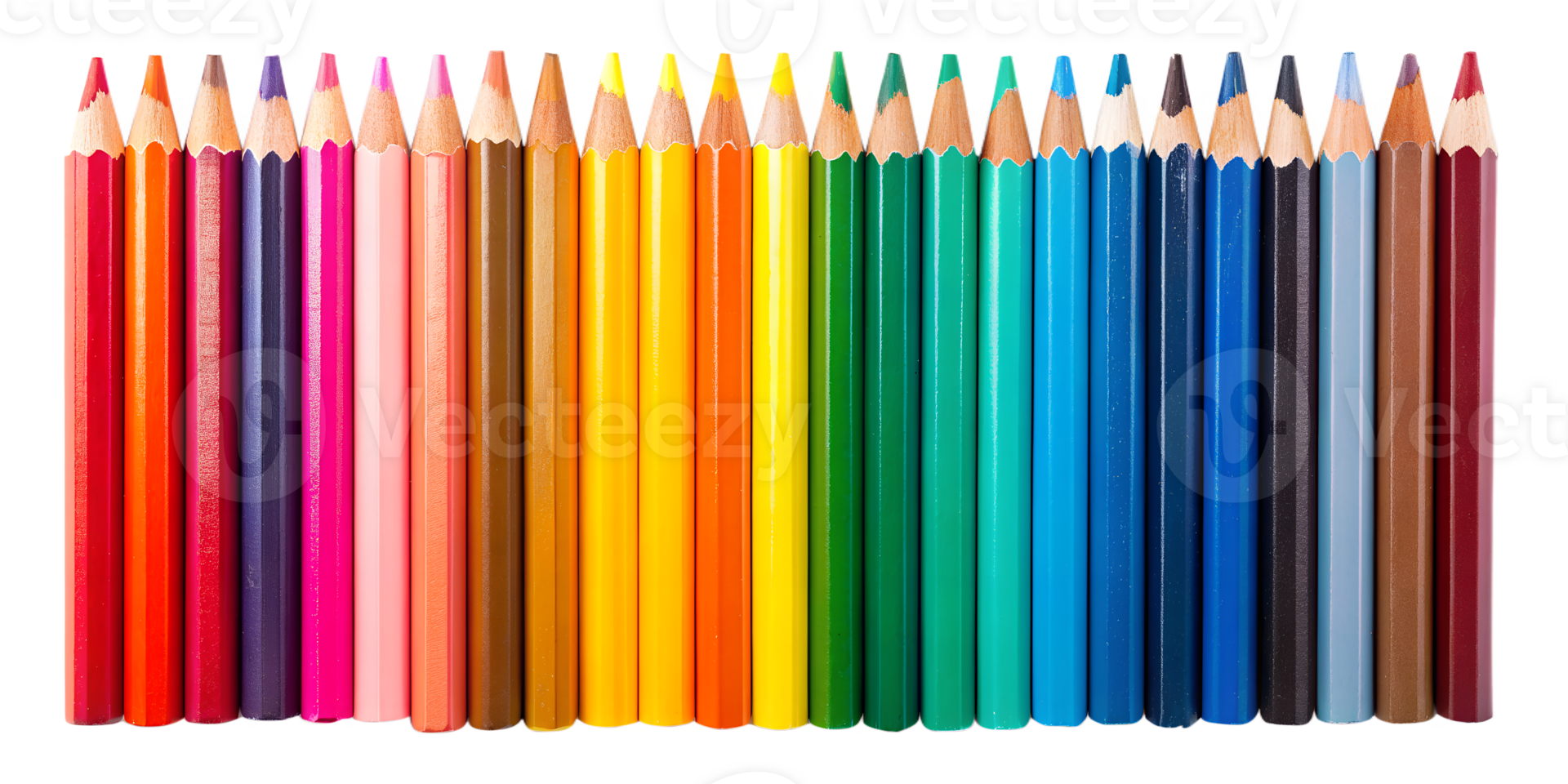 A bunch of colorful pencils in various shades are scattered across a clean translucent background png