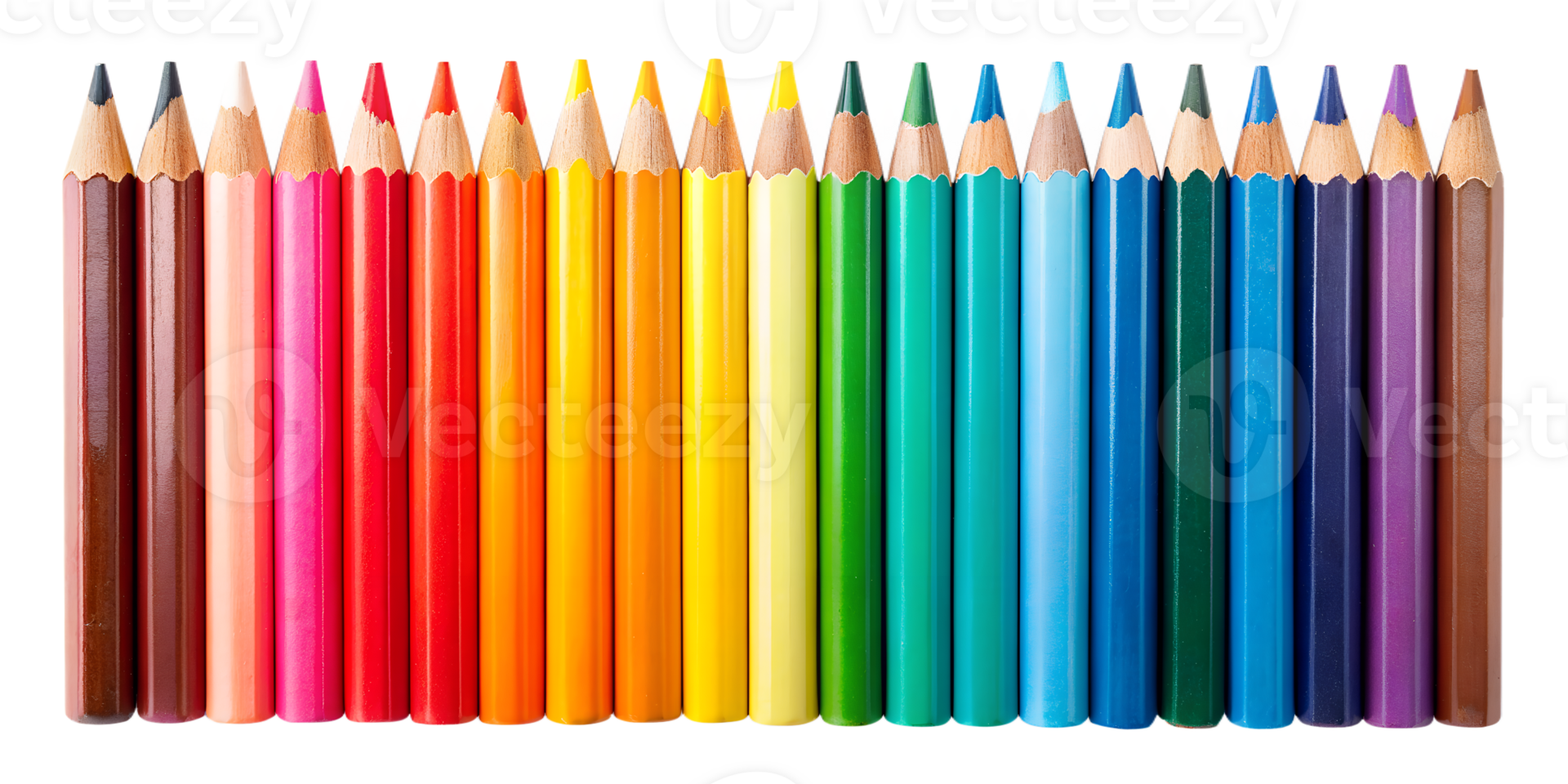 A bunch of colorful pencils in various shades are scattered across a clean translucent background png