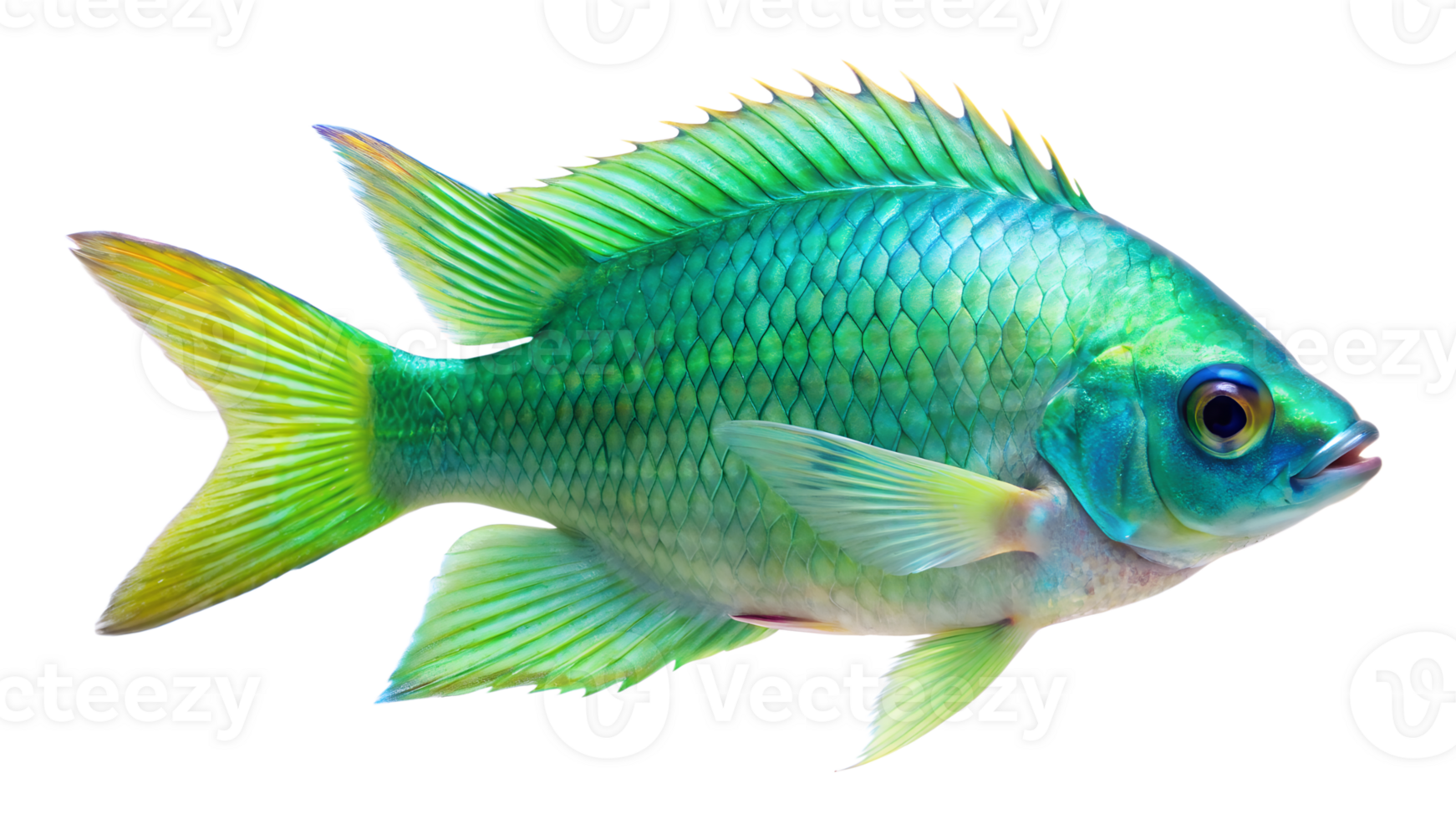 Green Chromis isolated on background png