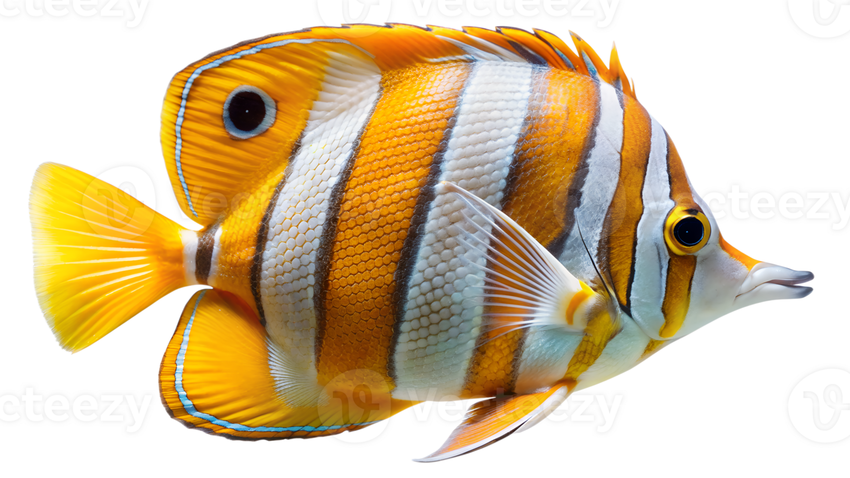 Copperband Butterflyfish isolated on background png