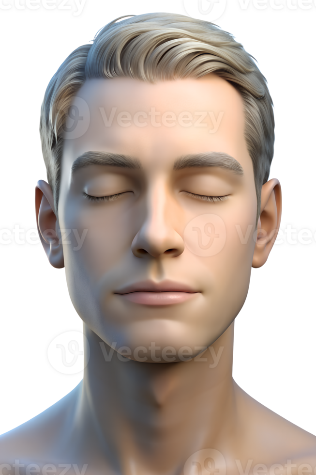 Close-up of the front of a man meditating with eyes closed png